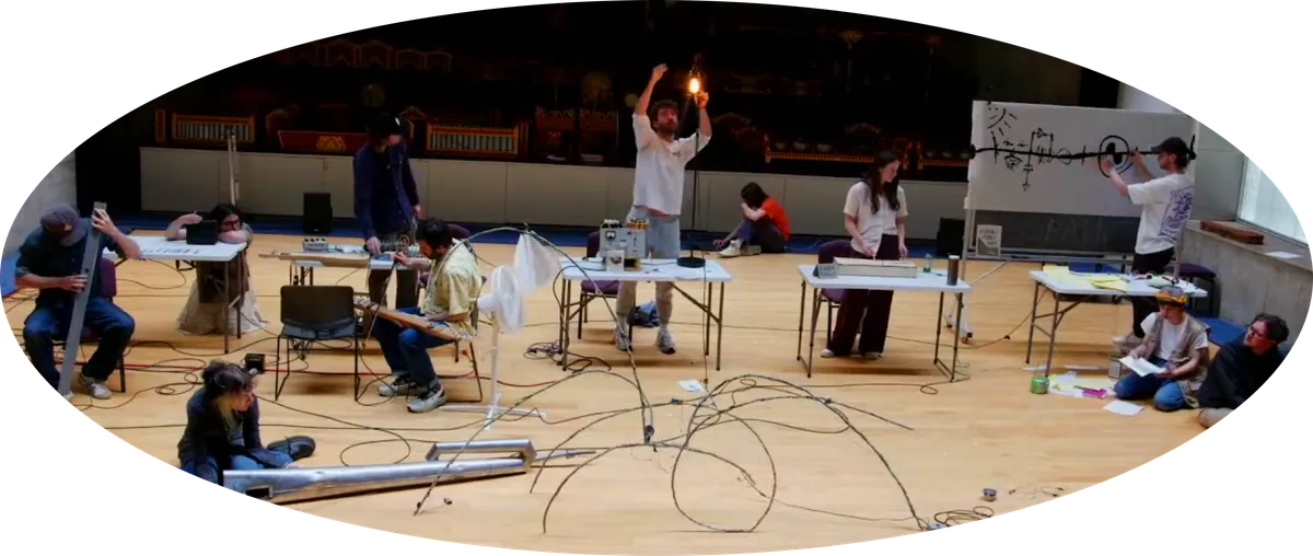 Concert with electronic gear on stage