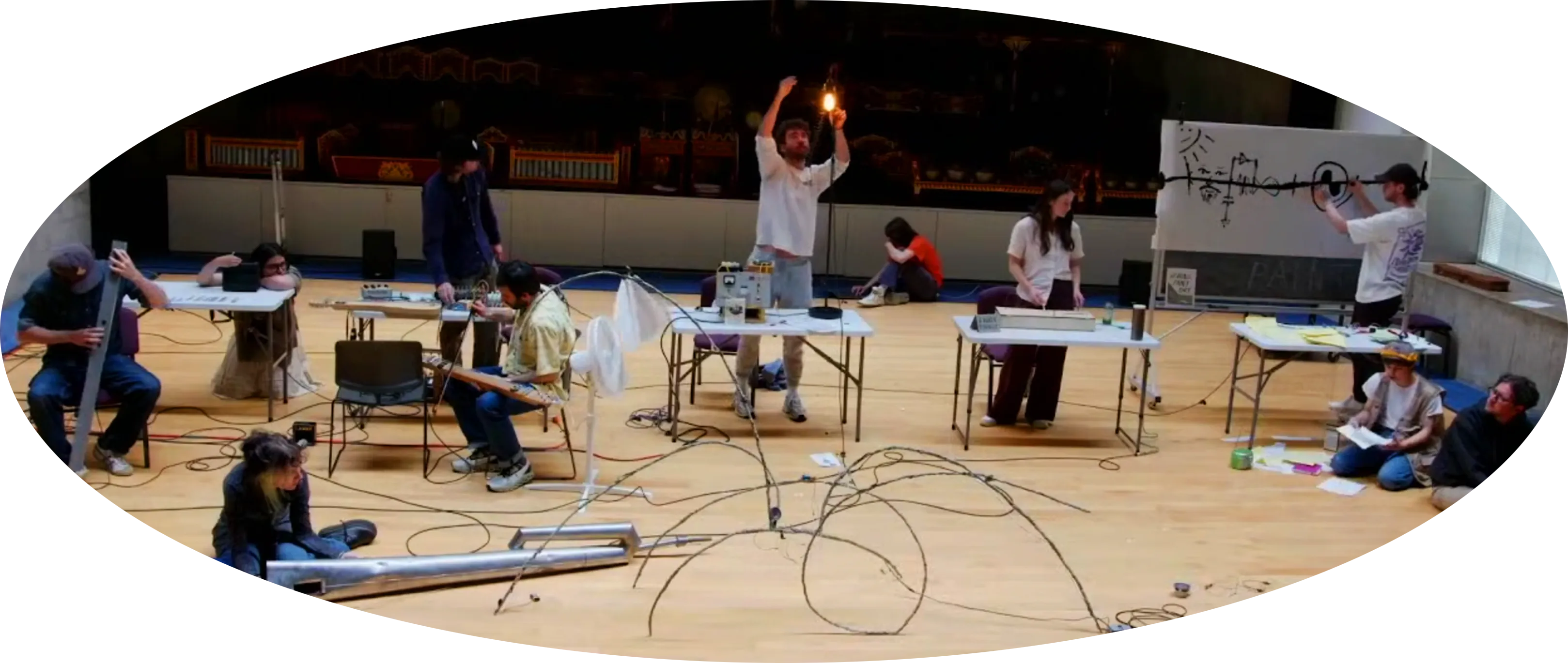 Concert with electronic gear on stage